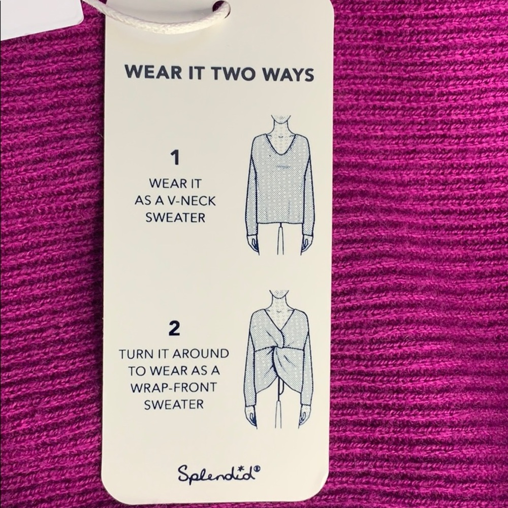 SPLENDID WEAR IT 2 WAYS FUSCHIA WAFFLE TOP